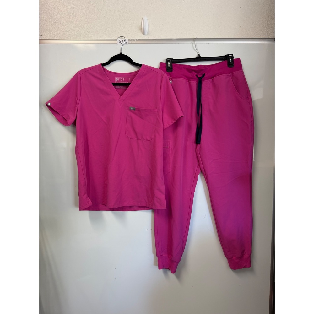 Figs Technical Collection Pink V-Neck Scrub Set Top M Jogger Pants M FW1000